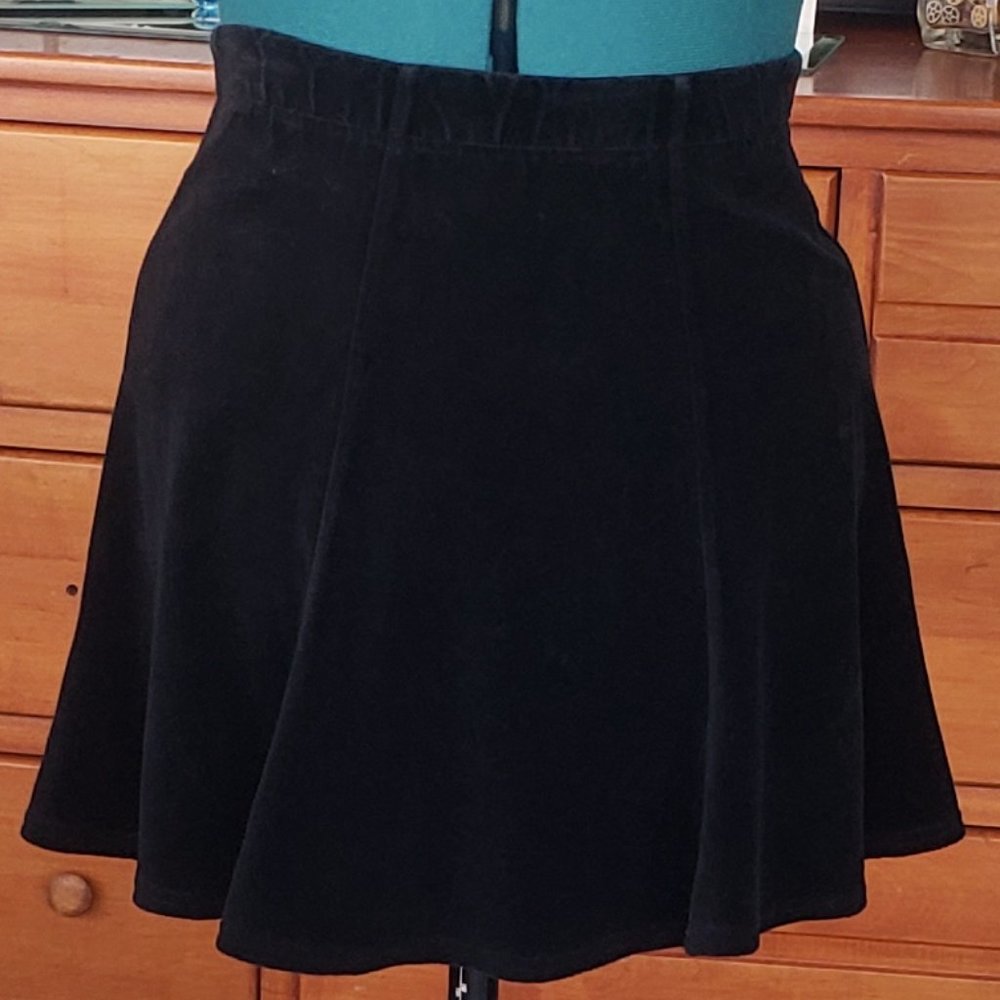 Kenar Black Velvet Mini Skirt S
